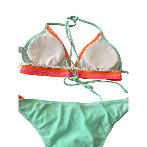 Bikini Women's Swimwear 2pc Size Small Mint Green & Coral - Picture 14 of 16